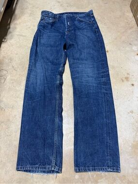 Denim Design Lab Selvedge Jeans Men's Size 32x34 Blue Whiskered USA Made Relaxed